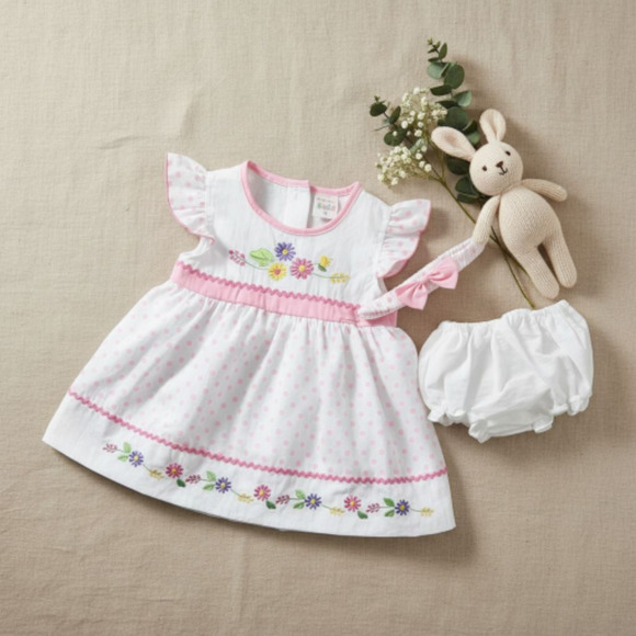 New Baby Girl Dress Set with matching headband underwear size 3 to 6 months - Picture 1 of 3